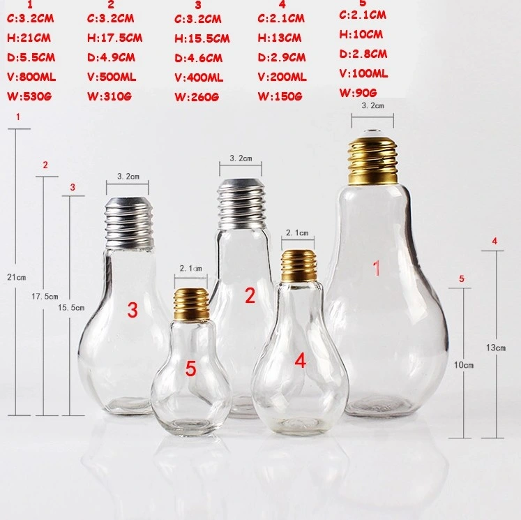 500ml LED Bulb Cup Light Pet Bulbs Plastic Bottles for Beverages Drinks Milk Juice Ith Metal Cap