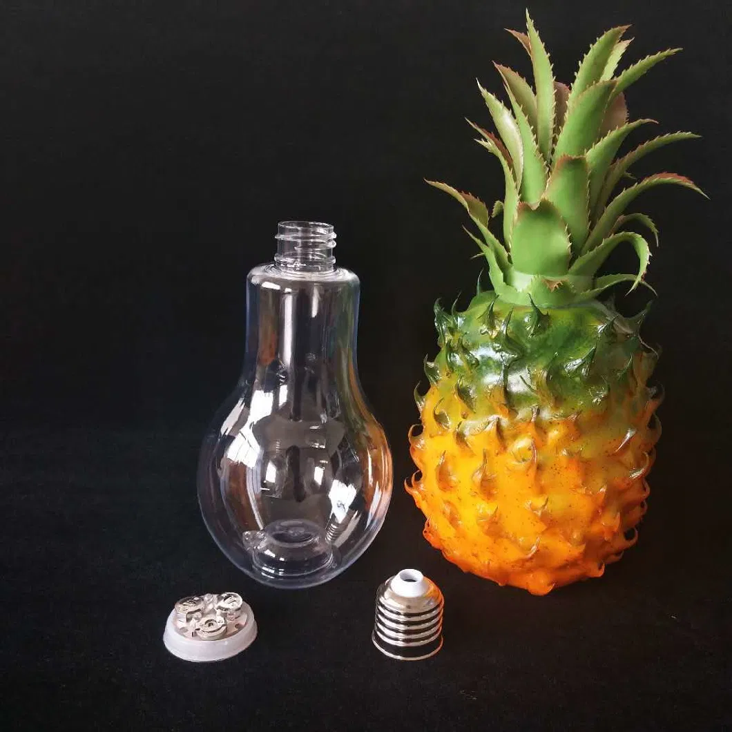 500ml LED Bulb Cup Light Pet Bulbs Plastic Bottles for Beverages Drinks Milk Juice Ith Metal Cap